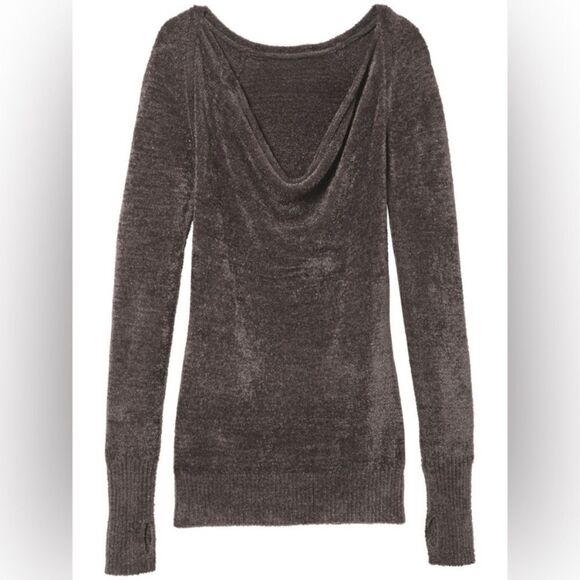 Athleta cuddle up cozy draped neckline chenille pullover sweater dark taupe - Picture 10 of 10